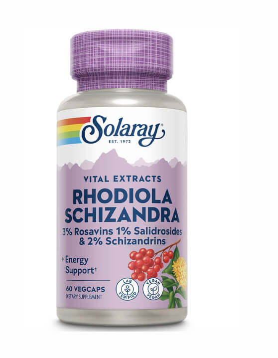 RHODIOLA & SCHIZANDRA 500mg 60 Cápsulas vegetales – Solaray - Imagen 2