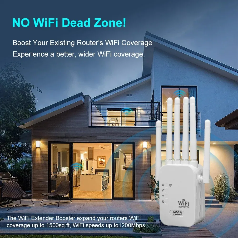 Repetidor WiFi inalámbrico de 1200Mbps extensor de rango WIFI amplificador de señal WiFi 2,4G 5G red de doble banda 802.11ac enrutador amplificador WiFi - Imagen 4