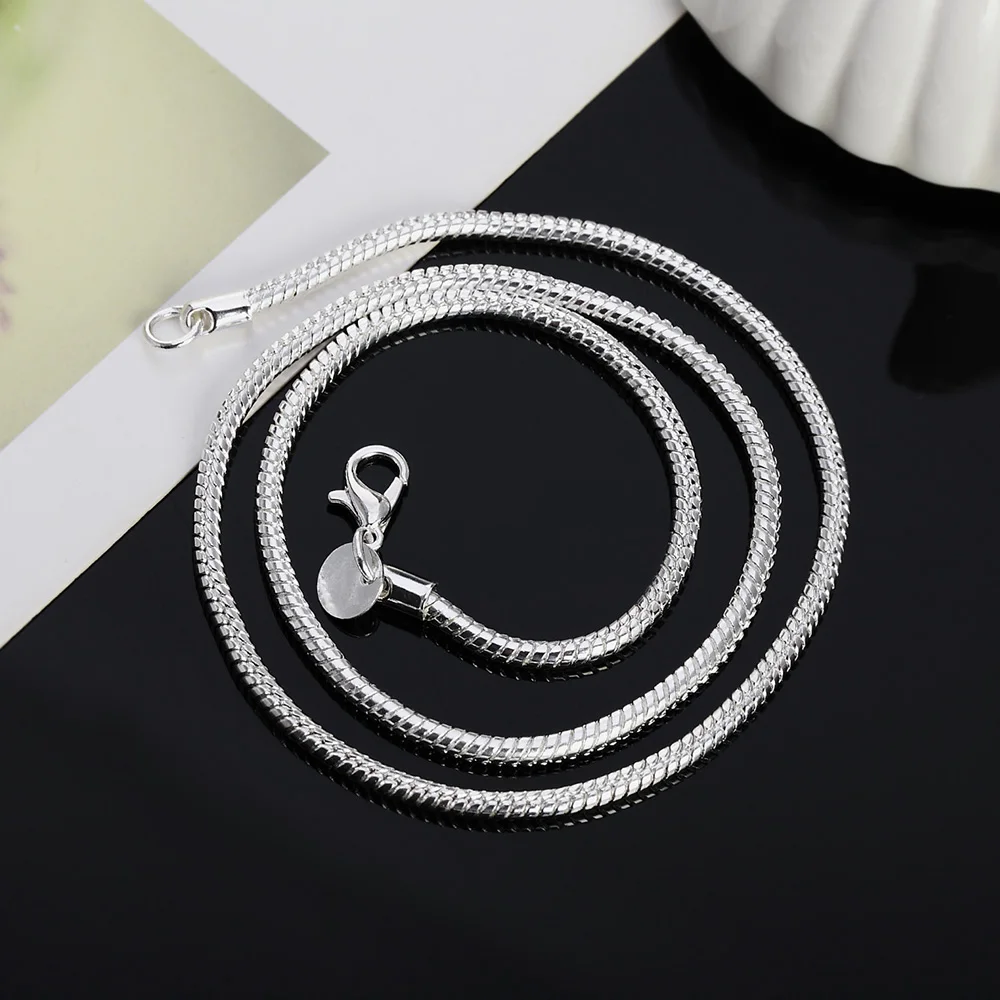 40-75 cm Plata de Ley 925 1 MM/2 MM/3 MM collar de cadena de serpiente sólida para hombres mujeres joyería de moda para colgante envío gratis - Imagen 6