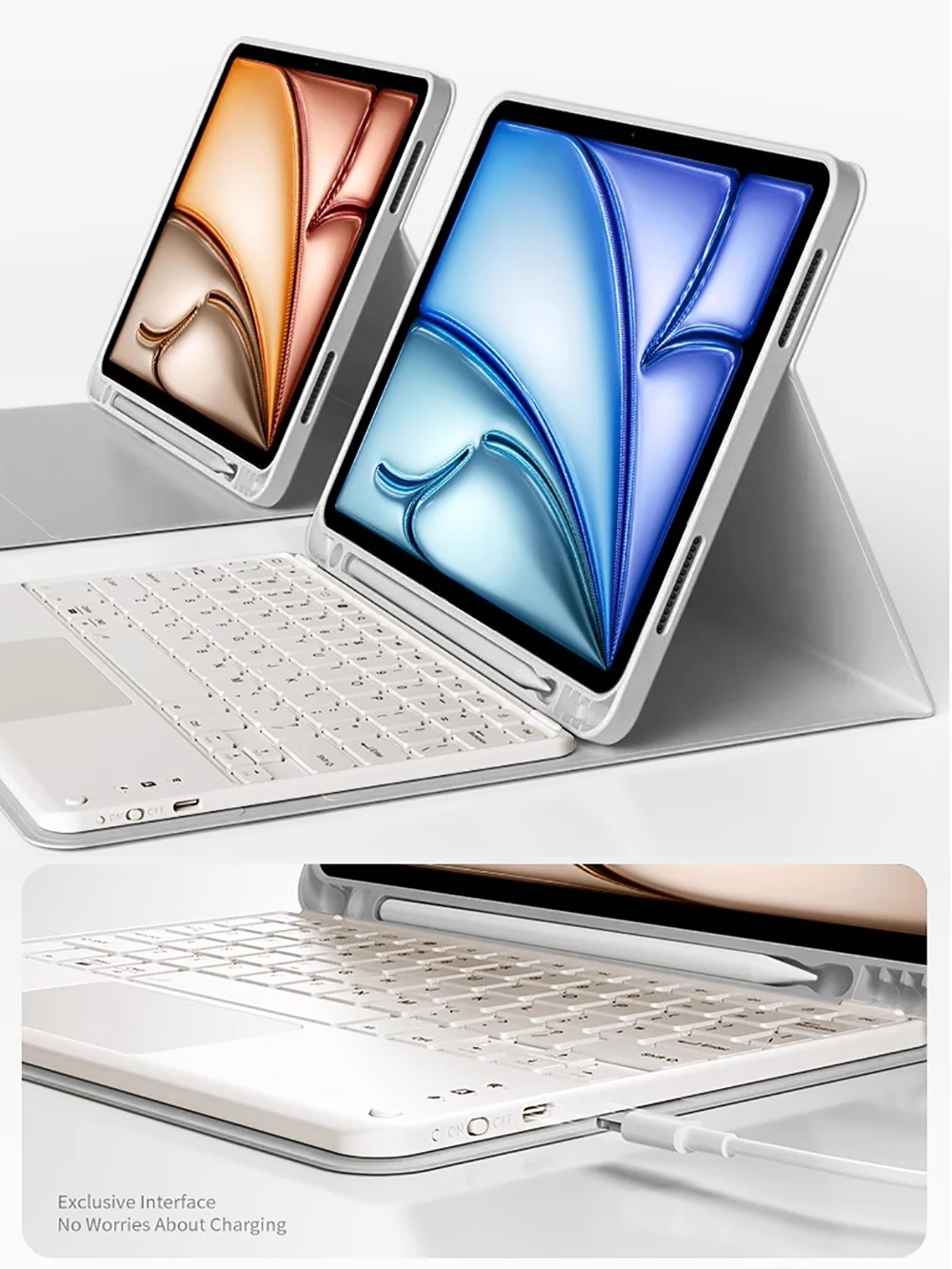 Teclado inalámbrico ratón mágico para iPad Pro 13 11 funda M4 M2 2024 Air 13 11 5/4 2 10,2 9th/8/7 generación teclado Bluetooth - Imagen 5