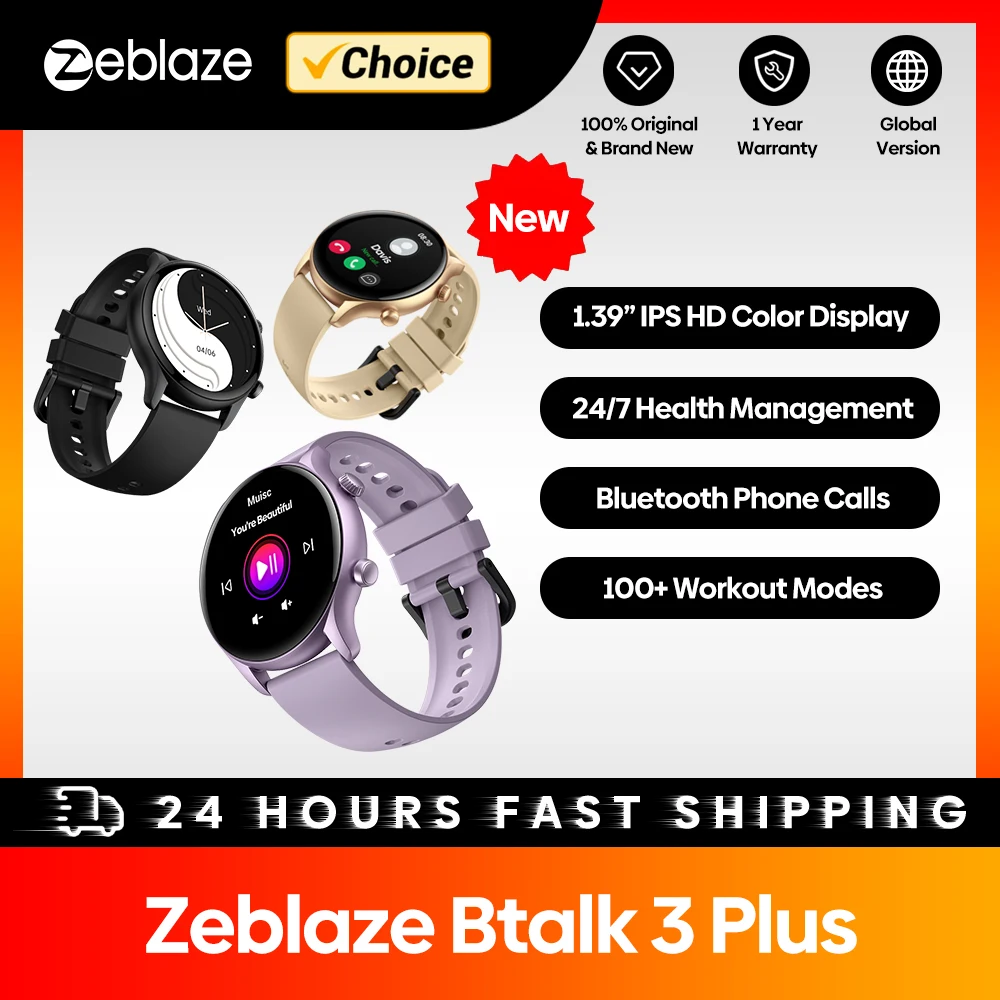 Zeblaze-reloj inteligente Btalk 3 Plus para hombre y mujer, pulsera con llamadas de voz, gran pantalla HD a Color de 1,39 pulgadas, seguimiento de actividad física - Imagen 2
