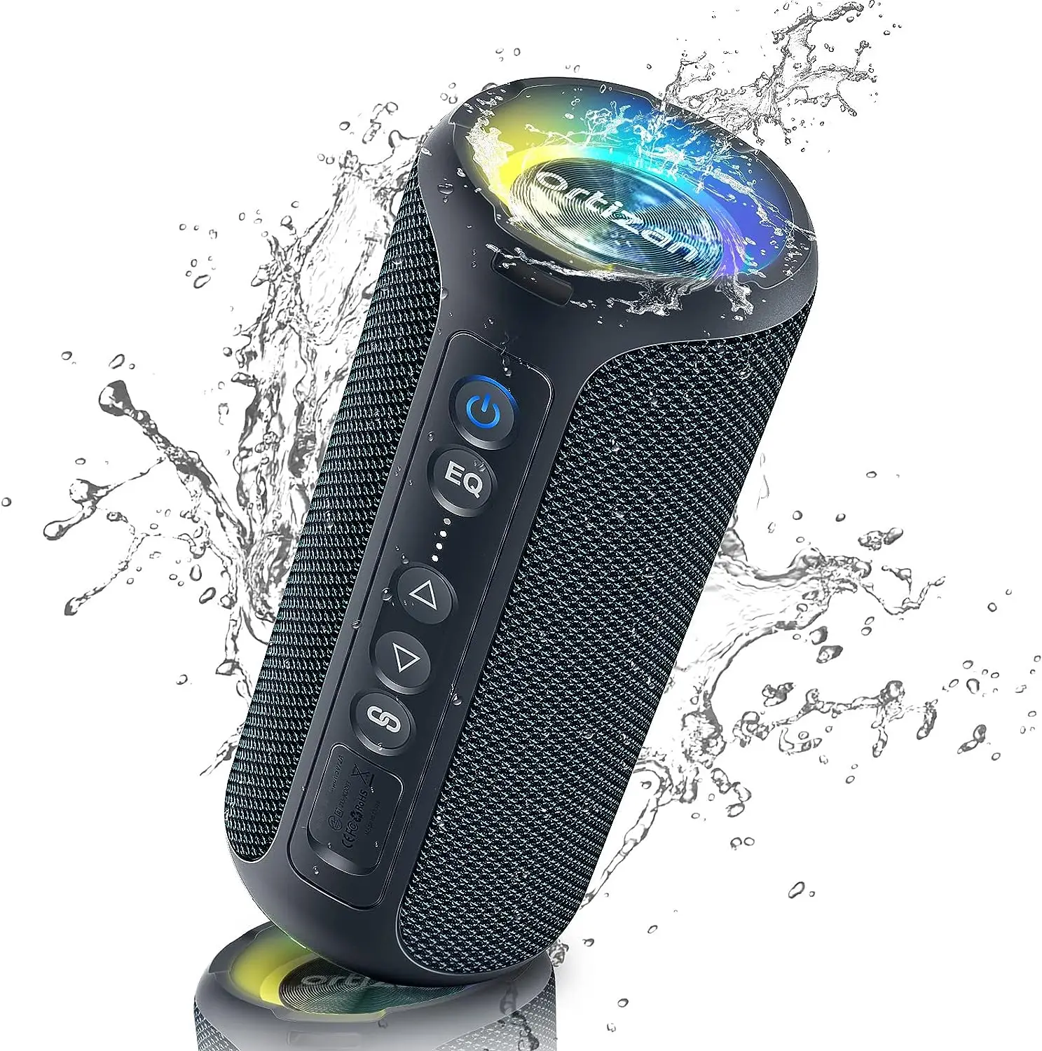 Ortizan X8 Pro Altavoz Bluetooth portátil con sonido estéreo de 40 W, graves ricos, resistente al agua IPX7, tiempo de reproducción 30 horas, luces de colores mezclados, 3 EQ