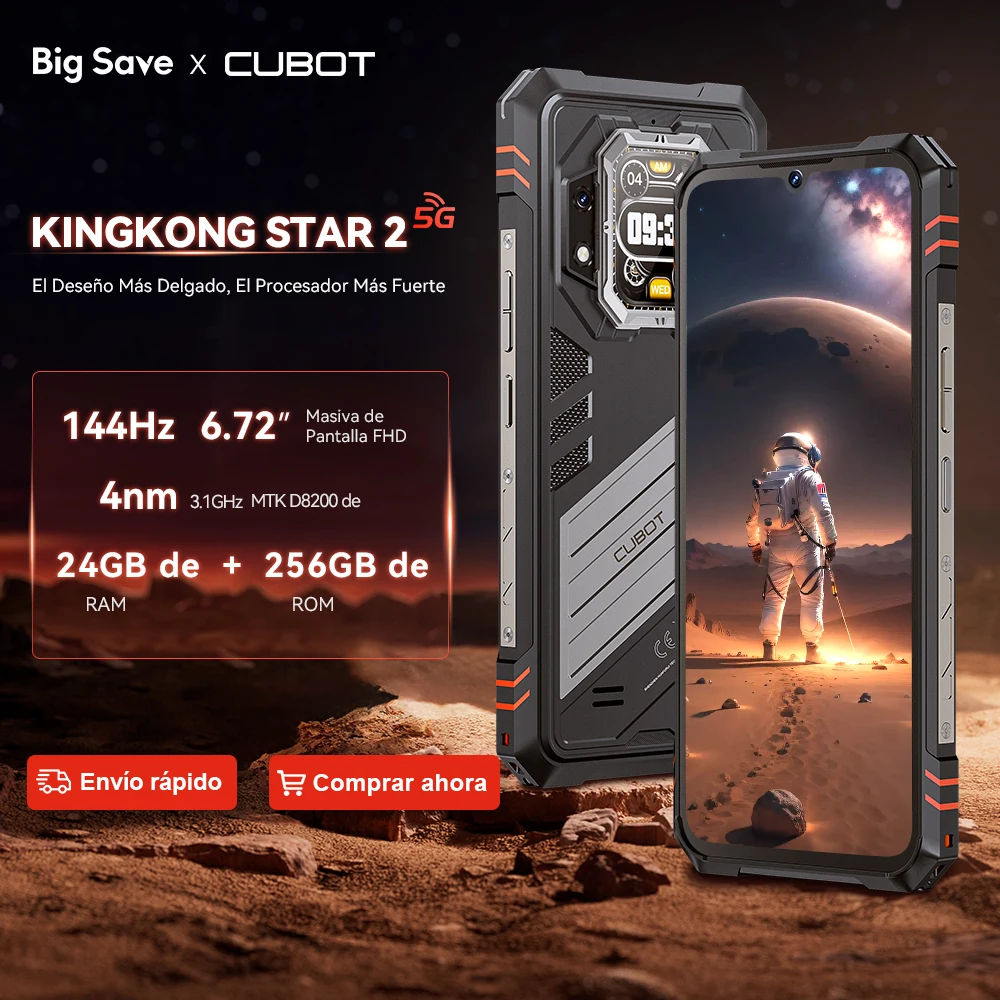 Cubot KingKong Star 2, un smartphone 5G ultrafino y resistente, Dimensity 8200 de 4 nm y 3,1 GHz, 24 GB de RAM (12 GB + 12 GB ampliados), 256GB de ROM, pantalla grande de 6,72″ y 144 Hz, 5G movil, NFC - Imagen 2