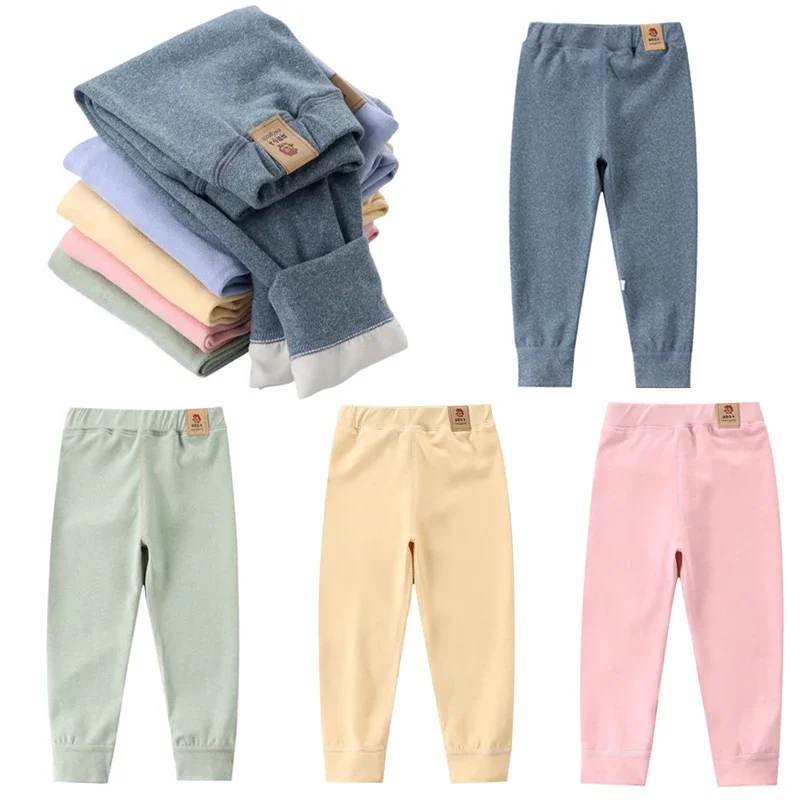 Pantalones cálidos de lana de talla grande para niños y niñas, mallas de terciopelo de invierno, pantalones básicos para bebés, Calzoncillos largos gruesos