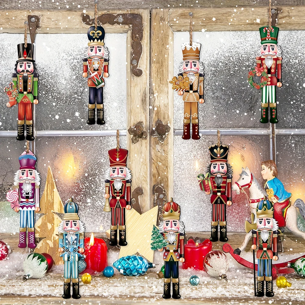 Juego decorativo de madera Cascanueces de 12 piezas: regalo de Navidad, decoración de fiestas y decoración del hogar - Imagen 4