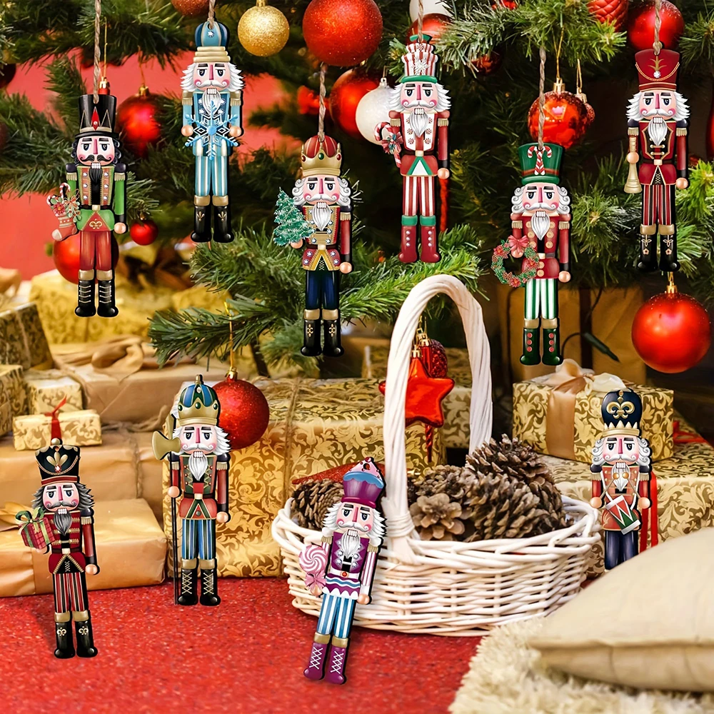 Juego decorativo de madera Cascanueces de 12 piezas: regalo de Navidad, decoración de fiestas y decoración del hogar - Imagen 2