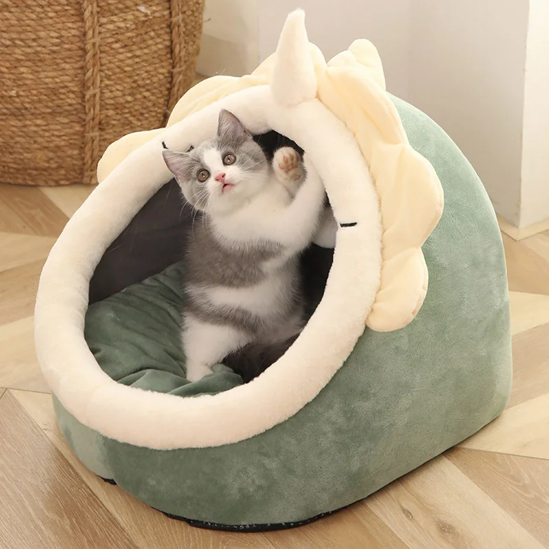 Cama para gatos de sueño profundo, cama para mascotas de dibujos animados, plegable, extraíble, lavable, cama para mascotas, alfombrilla para perros pequeños, bolsa, cueva, cama para gatos - Imagen 4