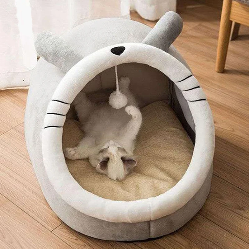 Cama para gatos de sueño profundo, cama para mascotas de dibujos animados, plegable, extraíble, lavable, cama para mascotas, alfombrilla para perros pequeños, bolsa, cueva, cama para gatos - Imagen 5
