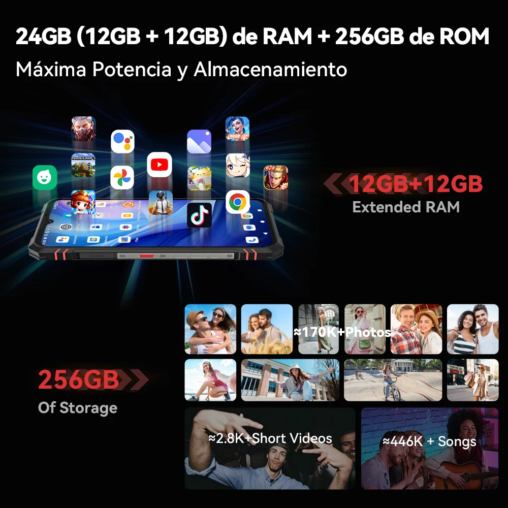 Cubot KingKong Star 2, un smartphone 5G ultrafino y resistente, Dimensity 8200 de 4 nm y 3,1 GHz, 24 GB de RAM (12 GB + 12 GB ampliados), 256GB de ROM, pantalla grande de 6,72″ y 144 Hz, 5G movil, NFC - Imagen 4