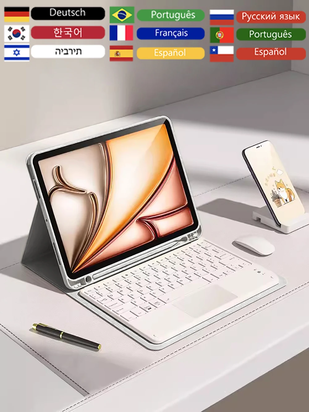 Teclado inalámbrico ratón mágico para iPad Pro 13 11 funda M4 M2 2024 Air 13 11 5/4 2 10,2 9th/8/7 generación teclado Bluetooth - Imagen 2