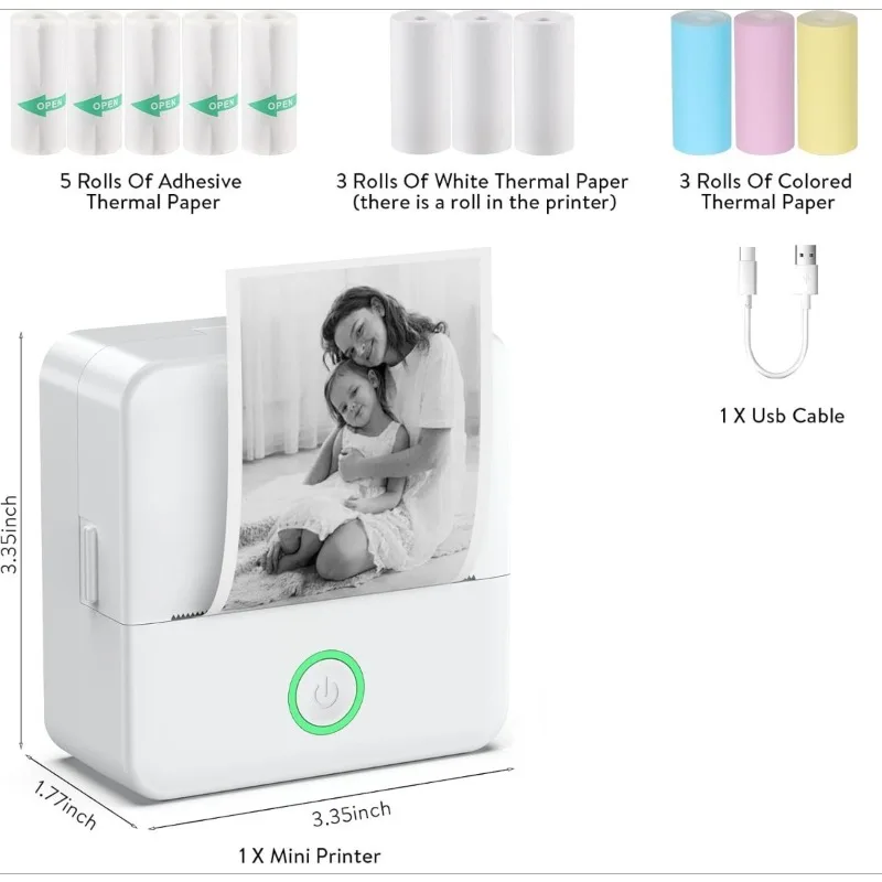 Mini impresora de pegatinas, impresora térmica sin tinta, impresora Bluetooth de bolsillo para regalo de Navidad de Halloween para fotografía, Memo Impressora - Imagen 3